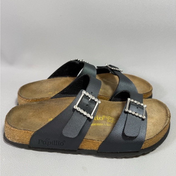 Papillio Shoes - Papillio Blue Birkenstock Cork Footbed Vegan Leather 2 Strap Sandals